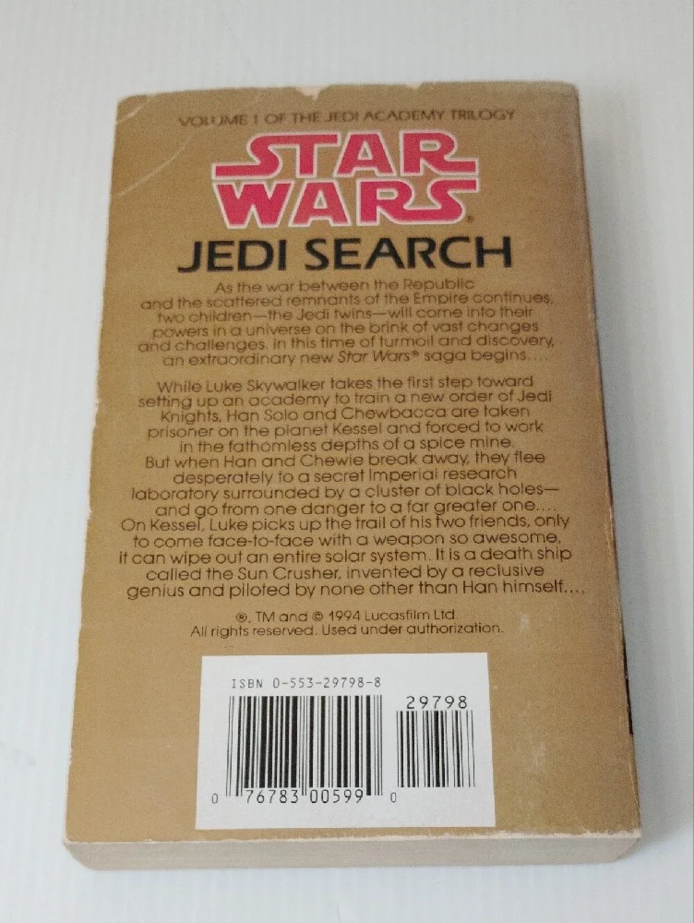 8 For $8 Star Wars Jedi Search Paperback – Red Logo, Gold/Cream Cover Art